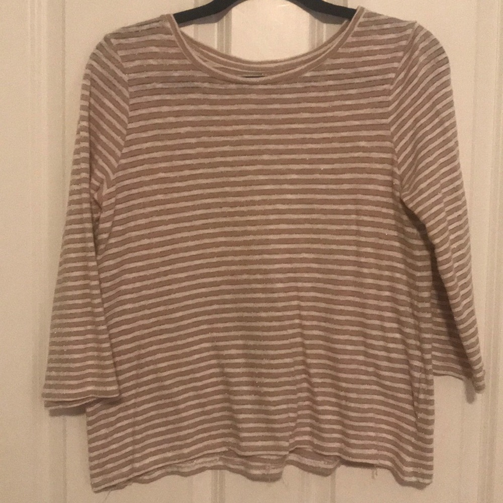 Loft 3/4 sleeve boxy tee with glitter detail, XS